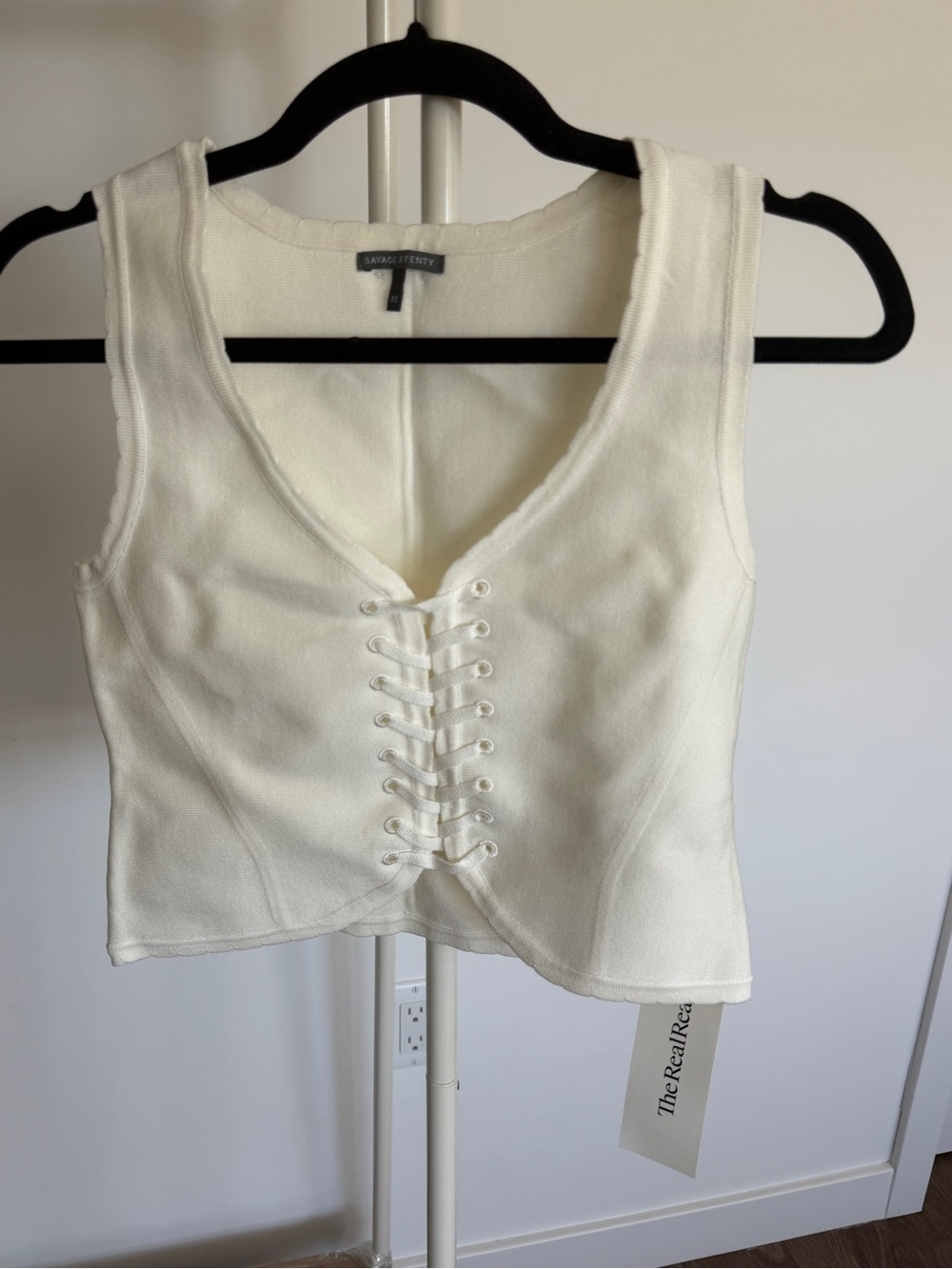 ✨ Savage X Fenty Ivory Cream Lace-Up Corset Tank Top - Unworn ✨